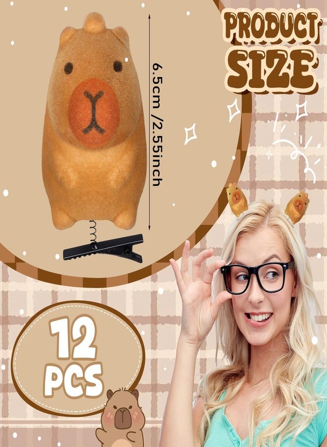 Croknit 12 Pcs Capybara Hair Clips Kawaii Cartoon Capybara Clips Funny Decorative Hair Accessories for Women Men Holiday Party Decor(Simple Style) - Image 2